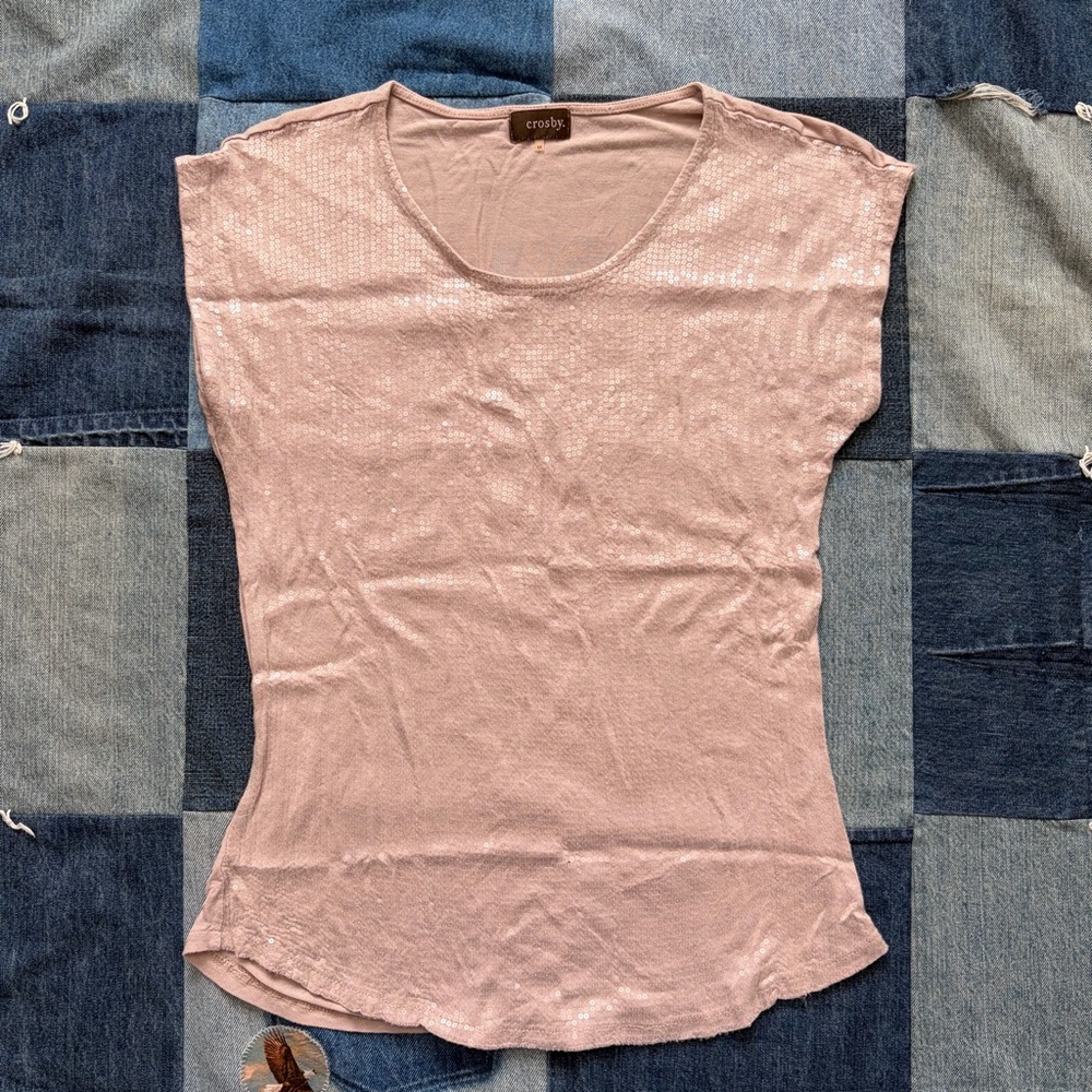 crosby sequined embellished mauve pink top size M